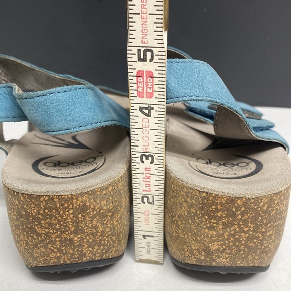Abeo Una Blue Leather Wedge Sandal Shoes Size 7.5 - Picture 14 of 17